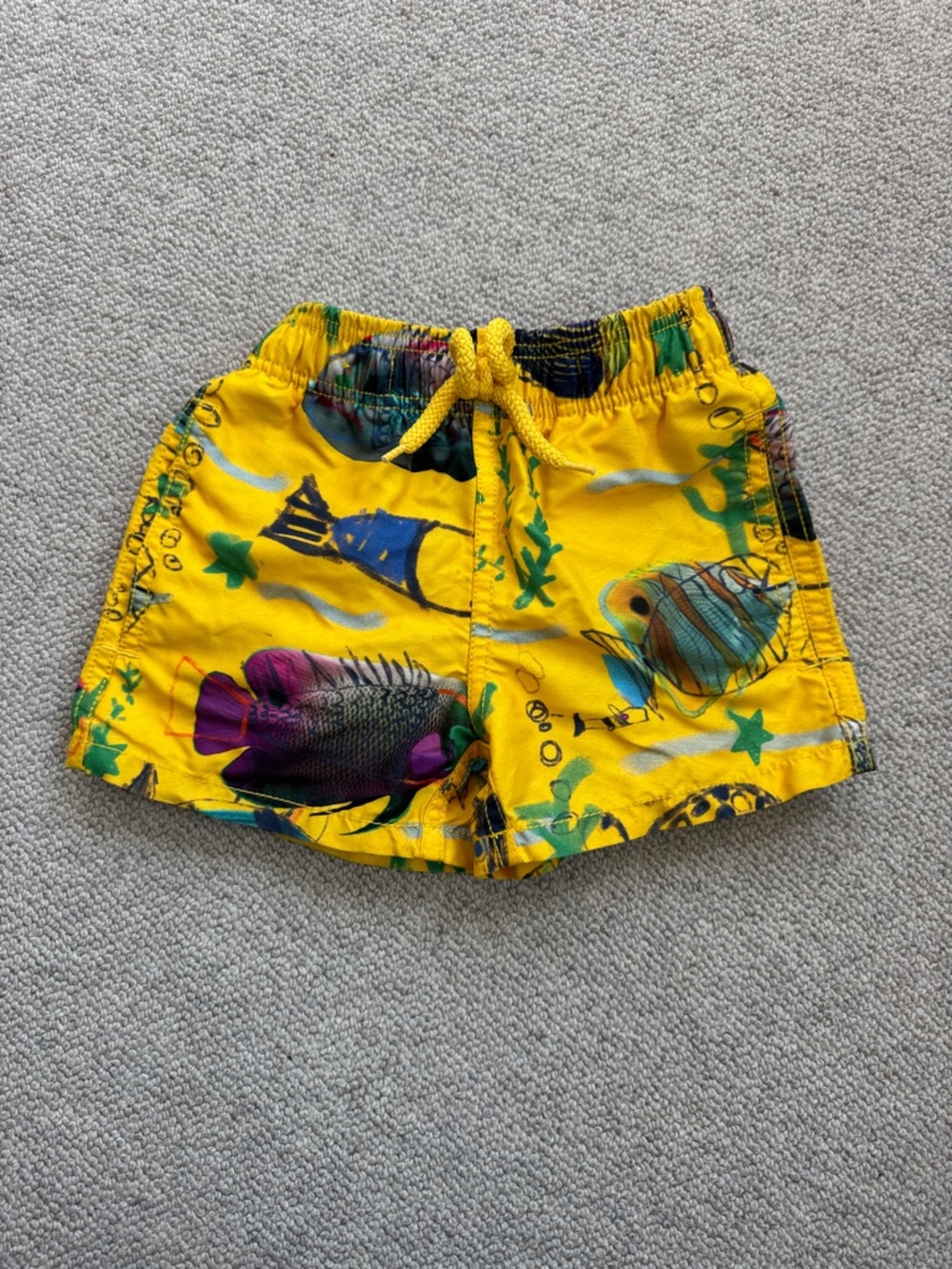 Vilebrequin Yellow Fish Print Kids Swim Shorts